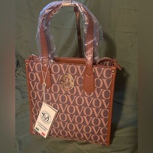 Valentino Orlandi Monogram Satchel Crossbody Bag Brown